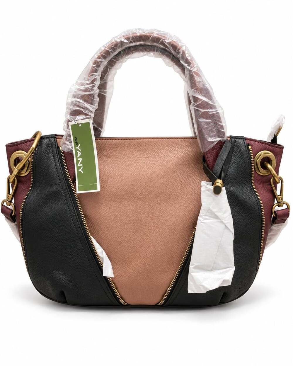 orYANY Lian Pebble Leather Colorblock Satchel Bordeaux Multi A239268 NWT